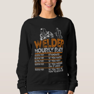 Mens Distressed Retro Welder Hourly Rate Welding Sweatshirt