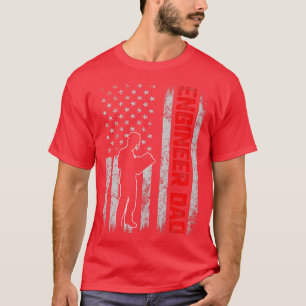 Mens Distressed USA Flag Engineer Dad Patriotic Fa T-Shirt