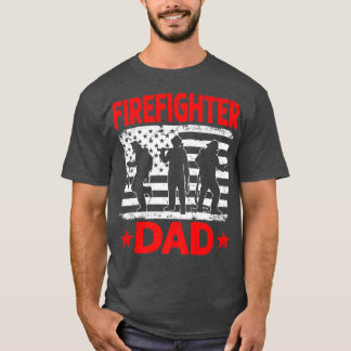 Mens Distressed USA Flag Firefighter Dad Patriotic T-Shirt