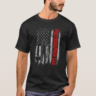 Mens Distressed Usa Flag Photographer Dad Patrioti T-Shirt
