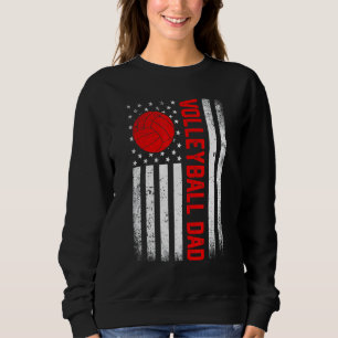 Mens Distressed Usa Flag Volleyball Dad Father's D Sweatshirt