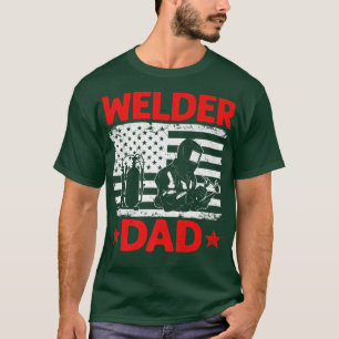 Mens Distressed USA Flag Welder Dad Patriotic Fath T-Shirt