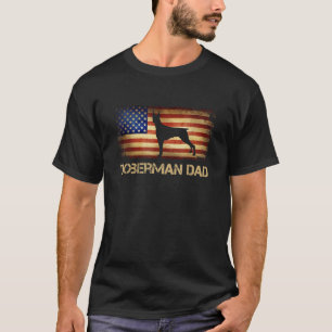Mens Doberman Dad Vintage American Flag Patriotic T-Shirt