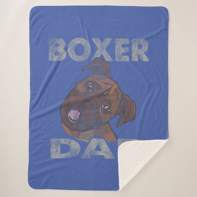 Mens Dog Dad Boxer Dog Lover  Sherpa Blanket (Front)