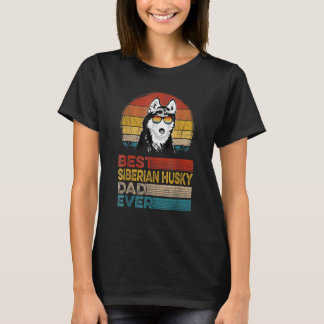 Mens Dog Vintage Best Siberian Husky Dad Ever Pupp T-Shirt