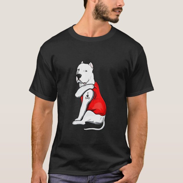 Mens  Dogo Argentino Dog Tattoo I Love Father's Da T-Shirt (Front)
