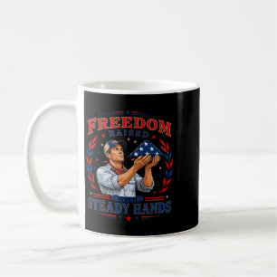 Mens Dom Raised With Steady Hands Patriotic Art Coffee Mug