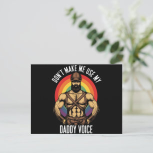 Mens Don't Make Me Use My Daddy Voice Gay Bear Postcard