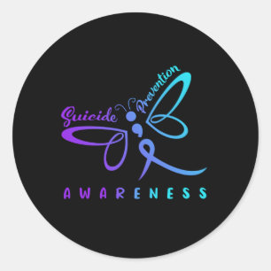 Mens Dragoy Prevention Awareness Pink And Teal Classic Round Sticker