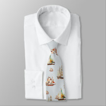 Men's Dream Boats Grey Neck Tie