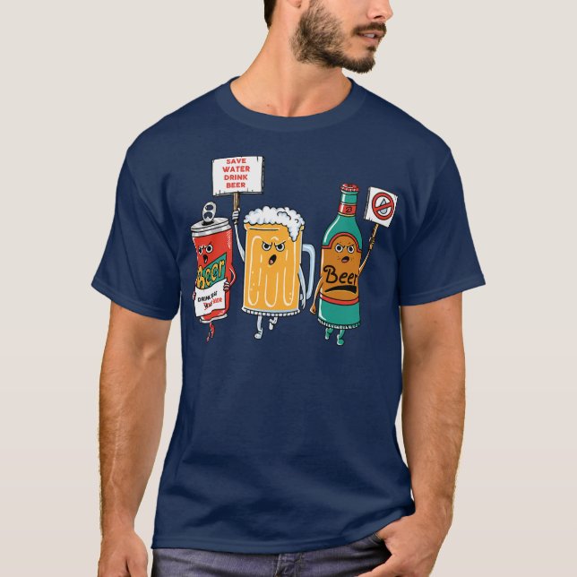 Mens Drinking Beer Funny  T-Shirt (Front)