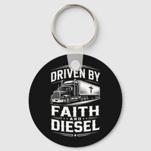 Mens Driven Faith And Diesel Trucking Jesus Key Ring