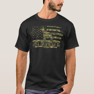 Mens Dutch Shepherd Dad Camouflage American Flag P T-Shirt
