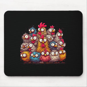 Mens Eagerlys Colourful Funny Chicken Art Crazy Mouse Pad
