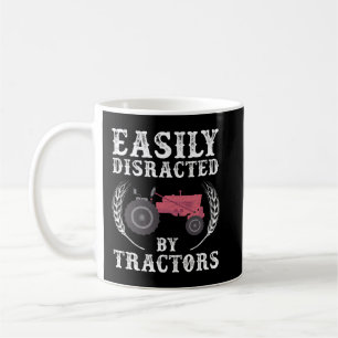 Mens Easily Distracted by Tractors Farmer Coffee Mug