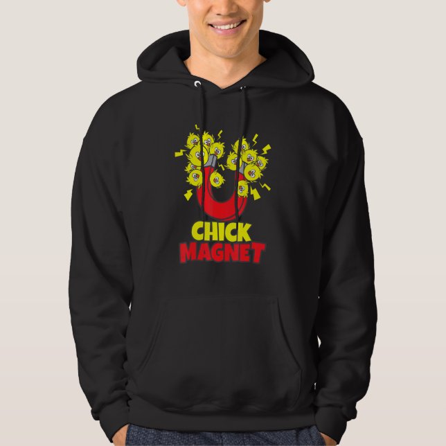 Mens Easter Boys Chick Magnet Yellow Chicks Dig Me Hoodie (Front)