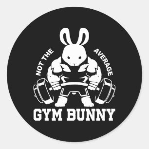 Mens Easter Day Gym Bunny Rabbit Weightlifting Classic Round Sticker