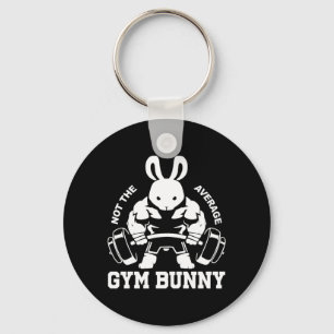 Mens Easter Day Gym Bunny Rabbit Weightlifting Key Ring