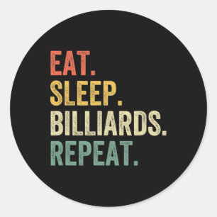 Mens Eat Sleep Billiards Repeat Funny Pool Player Classic Round Sticker