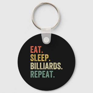 Mens Eat Sleep Billiards Repeat Funny Pool Player Key Ring