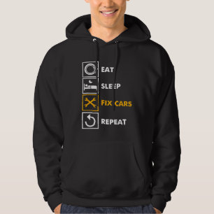 Mens Eat Sleep Fix Cars Automechanic Car Scratch R Hoodie