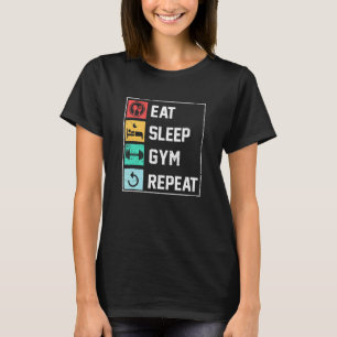Mens Eat Sleep Gym Repeat Routine Gym Fitness Exer T-Shirt