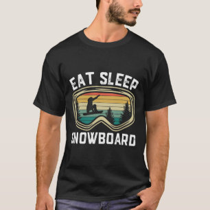 Mens Eat Sleep Snowboard Funny Retro Snowboarding  T-Shirt