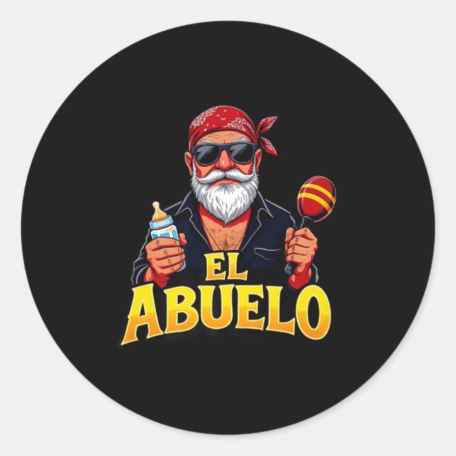 Mens El Abuelo Funny Design For Mexican Grandpas P Classic Round Sticker (Front)