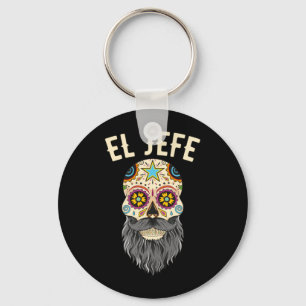 Mens El Jefe Shirt Bearded Men Beard Sugar Skull Key Ring