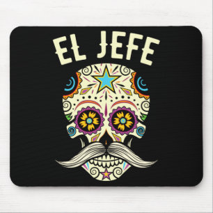 Mens El Jefe Shirt Men Mexican Boss Sugar Skull Mouse Pad