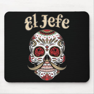 Mens El Jefe Sugar Skull Dia De Los Muertos Skull Mouse Pad