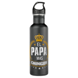 Mens El Papa Mas Chingon - Funny best Mexican Dad 710 Ml Water Bottle