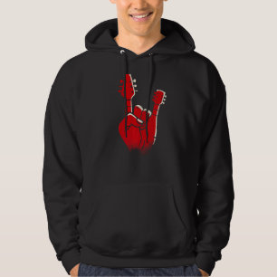 Mens Electric Guitar  Devil Horns Devil Hand  Heav Hoodie