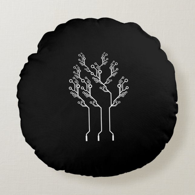 Mens Electrician Electrical Engineer Computer Nerd Round Cushion (Front)