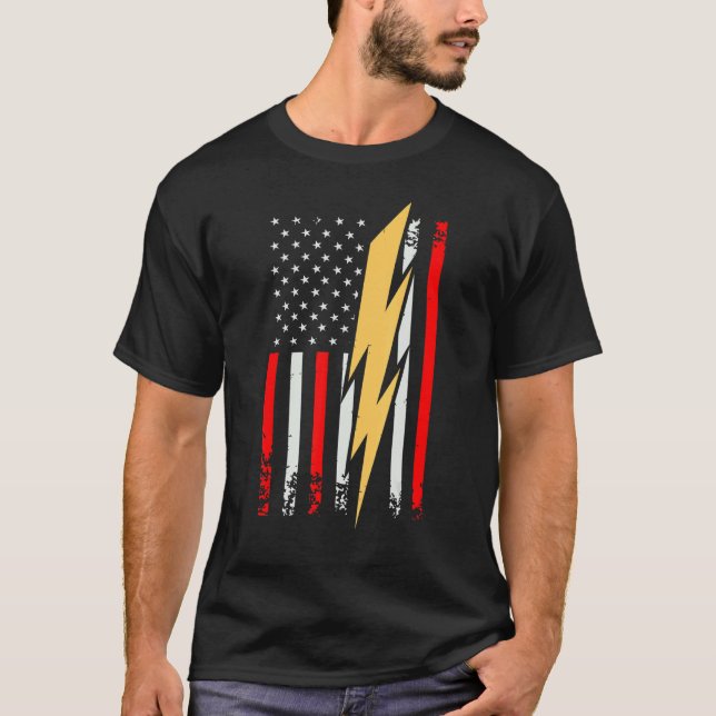 Mens Electrician Patriotic US Tee electricians Wir (Front)