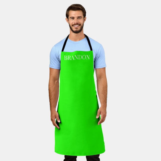 Men's Elegant Green Name Modern Simple Chef Apron (Worn)
