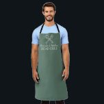 Men's Elegant Sage Green Chef Name Modern Simple Apron<br><div class="desc">Head Chef,  elegant,  modern,  stylish,  simple,  sage green and white apron. Perfect for birthday,  Father's day. Personalise with your name.</div>