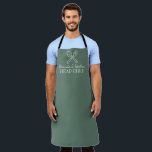 Men's Elegant Sage Green Chef Name Modern Simple Apron<br><div class="desc">Head Chef,  elegant,  modern,  stylish,  simple,  sage green and white apron. Perfect for birthday,  Father's day. Personalise with your name.</div>