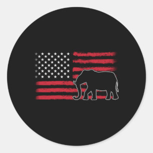 Mens Elephant Flag - Patriotic Aamerica Dom Classic Round Sticker