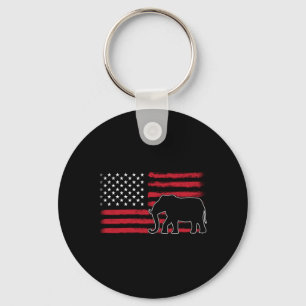 Mens Elephant Flag - Patriotic Aamerica Dom Key Ring