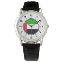 Men's Emirates Flag Protector Black Leather Watch