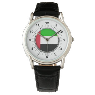 Men's Emirates Flag Protector Black Leather Watch