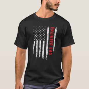 Mens Engineer Dad American Flag Father's Day Novel T-Shirt