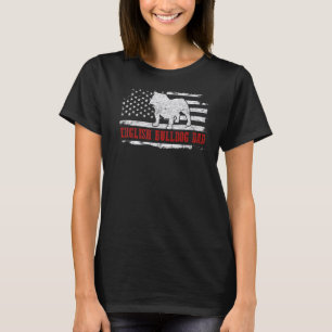 Mens English Bulldog Dad Distressed American Flag T-Shirt