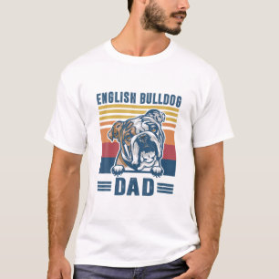 Mens English Bulldog Dad Father Retro English Bull T-Shirt