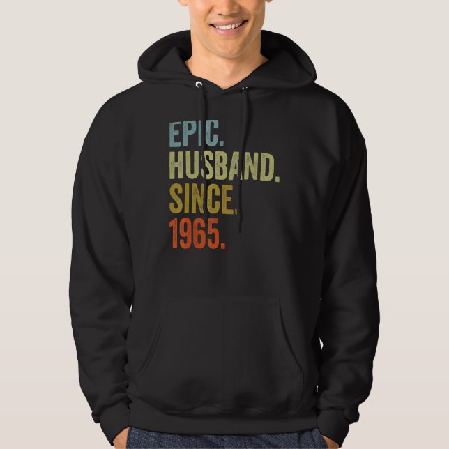 Mens Epic Husband Since 1965  Wedding Anniversarry Hoodie (Front)