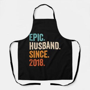 Mens Epic Husband Since 2018 wedding anniversary Apron