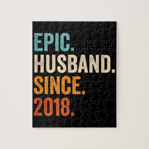 Mens Epic Husband Since 2018 wedding anniversary Jigsaw Puzzle