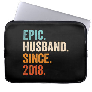 Mens Epic Husband Since 2018 wedding anniversary Laptop Sleeve