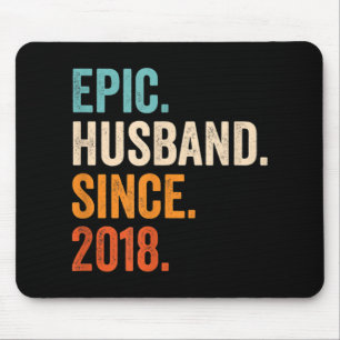 Mens Epic Husband Since 2018 wedding anniversary Mouse Pad